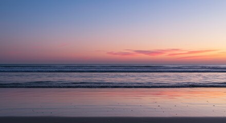 Seascape serenity: gentle waves under a calming twilight sky painting the scene