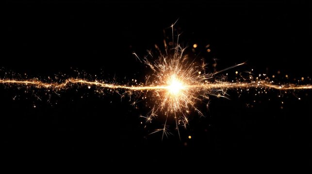 Sparkling burst of light against black background