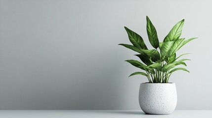 A vibrant houseplant sits in a white ceramic pot against a plain white background.