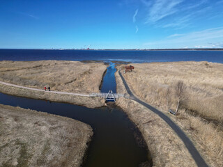 Coastline aerial view scenery in Vihiluoto, Kempele Finland
