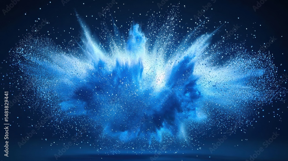 Poster stunning abstract blue explosion with dynamic particles creating a magical atmosphere for artistic b