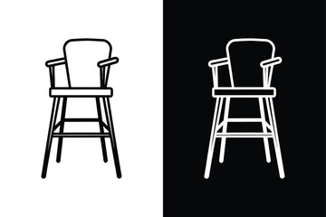 High Chair Outline Icon. Crisp Vector Design in Monochrome