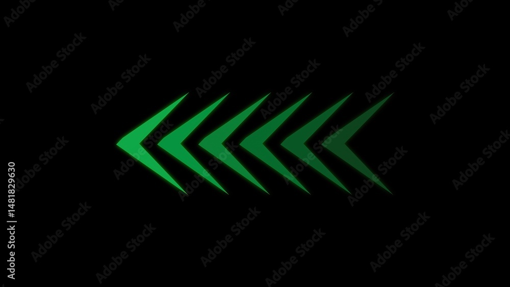 Aufkleber green arrowhead chevron design on a black background representing direction progression and digital 