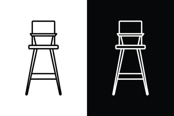Simple Line Drawing of a High Chair. Vector Icon in Black