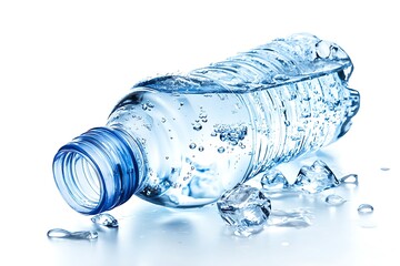 water bottle isolated on plastic water bottle with a blue