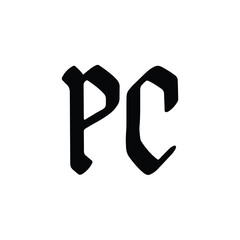 PC monogram logo design letter text name symbol monochrome logotype alphabet character simple logo