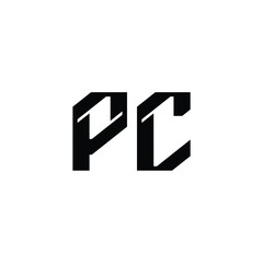 Fototapeta premium PC monogram logo design letter text name symbol monochrome logotype alphabet character simple logo