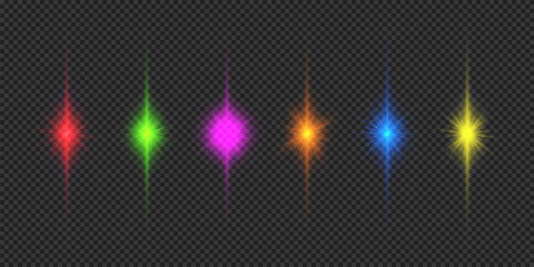 Set of multicolor light effects of lens flares