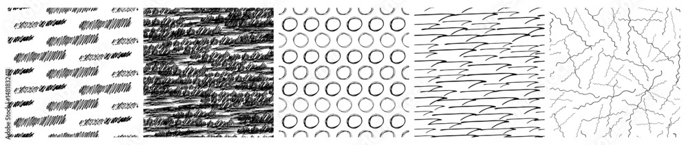 Aufkleber set of seamless patterns with scribble smears