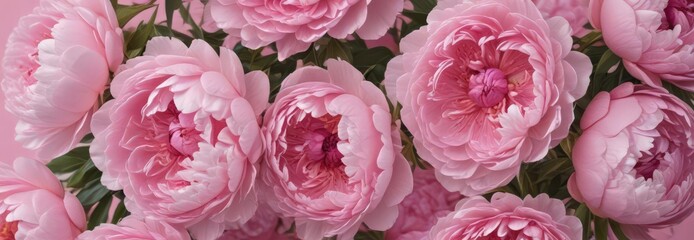 Tightly packed pink peonies, subtle pink background,  garden flowers,  flowers,  romantic