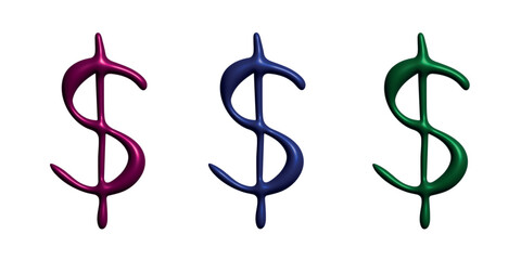 3d dollar currency symbol set Single element for design