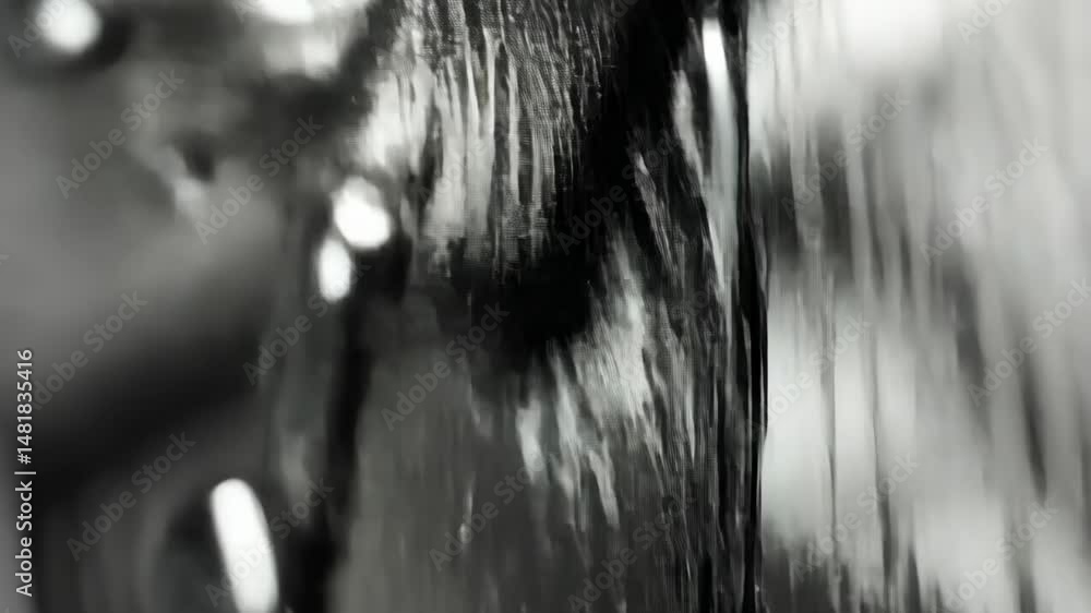 Aufkleber close up shot of water flowing in monochrome, with abstract shapes and patterns for a graphic visual
