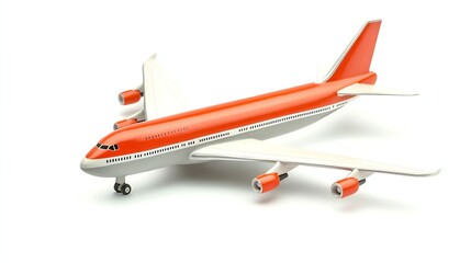 A white airplane is prominently displayed against a plain white background.