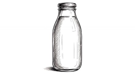 Hand drawn milk bottle illustration