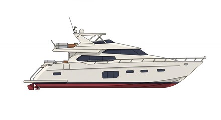 Luxury motor yacht side view illustration