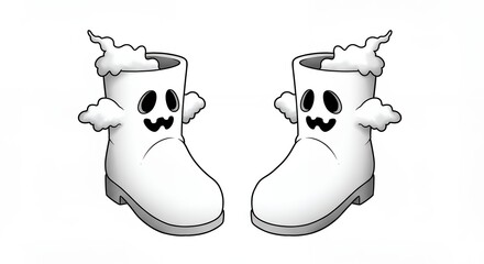 Pair of ghostly white boots