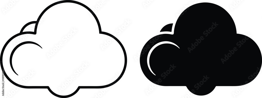 Aufkleber vector cloud icons in white and black representing weather technology and computing