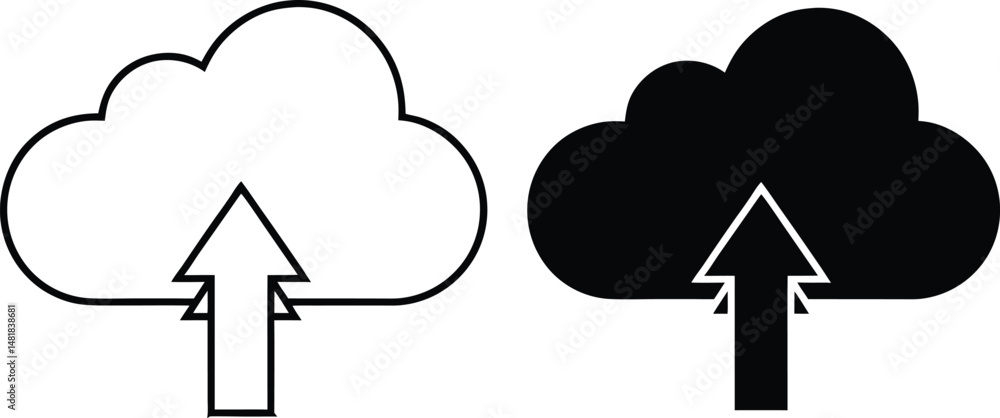 Aufkleber cloud storage upload icon representing data transfer and online information synchronization