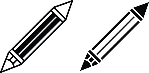 Graphic illustration of black and white pencils for creative writing and drawing