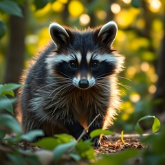Obraz premium Raccoon in the woods.