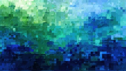 Abstract pixel art background, vibrant teal and blue colors