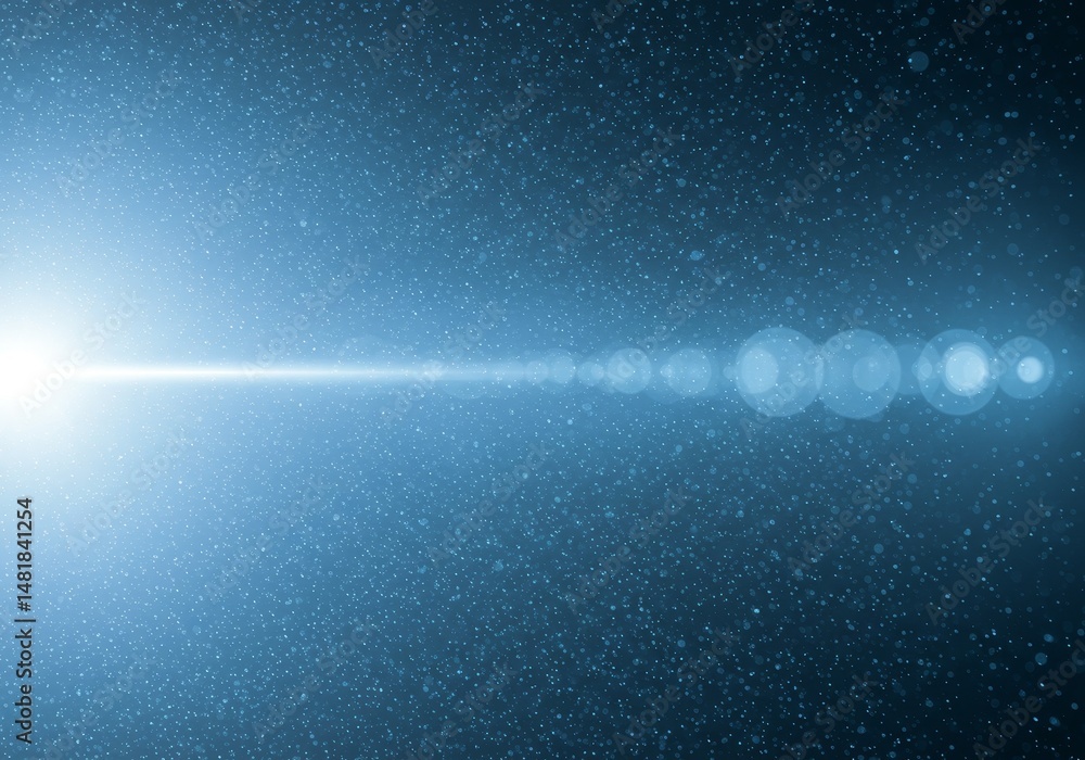 Poster abstract background blue light beam with bokeh and sparkle