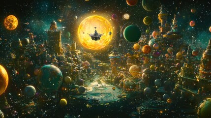 Celestial City: A cosmic metropolis among planets and stars