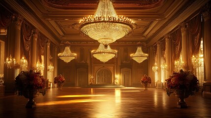 Opulent Golden Ballroom: A Grand Palace Interior