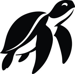 Stylish Turtle Graphic in Silhouette, Modern Turtle Design