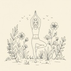 a woman doing yoga in the grass