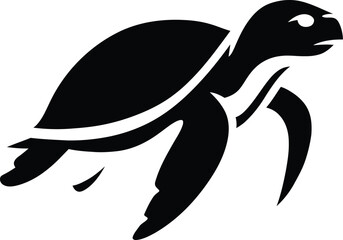 Turtle Flat Black Silhouette, Turtle Simple Design Art