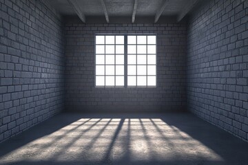 Empty industrial space with large window