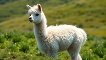 Obraz premium An alpaca in a meadow.