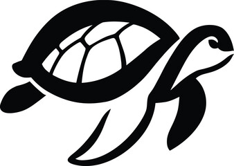 Sea Turtle Black and White Style, Artistic Turtle Silhouette