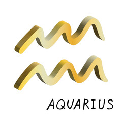 3d aquarius zodiac sign Esoteric symbol Astrology clipart Element for design