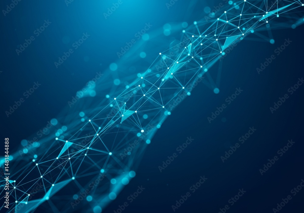 Aufkleber abstract background blue technology network connection 3d
