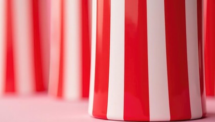Bold red and white vertical stripes on a cylindrical object , navigation, lighthouse, lines