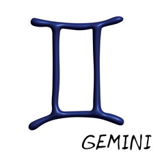 3d gemini zodiac sign Esoteric symbol Astrology clipart Element for design