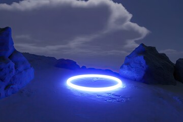 Luminous ring on a desolate landscape