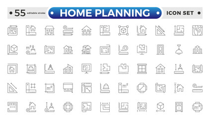 Home Planning outline icon. Furniture outline top view. Floor plan icons set for design interior and architectural project. Editable stroke outline icon.
