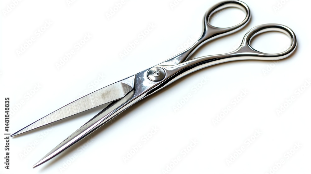 Poster a pair of scissors is displayed against a plain white background.