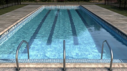 Obraz premium Residential Swimming Pool Blue Water Summer Daytime Relaxation spa sun fun calm cool heat clean