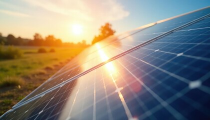 Close-up of solar panels reflecting sunlight, clean energy concept , electricity, clean, sunlight