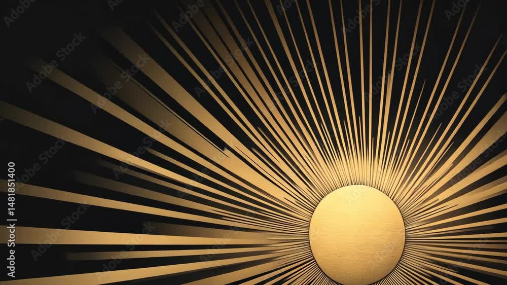 Aufkleber elegant golden orb emanating rays on a dark background creating a radiant celestial effect