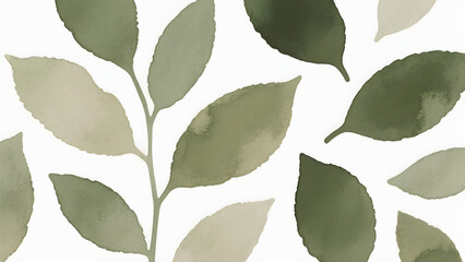 Fototapeta premium Natural Watercolor Leaf Background – Eco-Friendly Earth Tone Texture Isolated on White