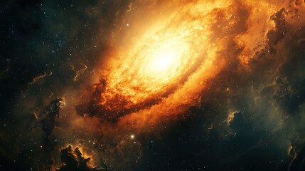 Obraz premium Fiery spiral galaxy in deep space