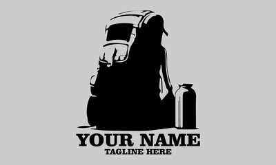 Hiking backpack vector illustration. Cute camping backpack vector logo design and backpack logo icon