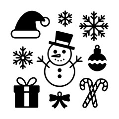 Christmas Line and Silhouette Icons – Vector Collection