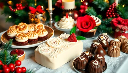 table topped with lots of different types of desserts