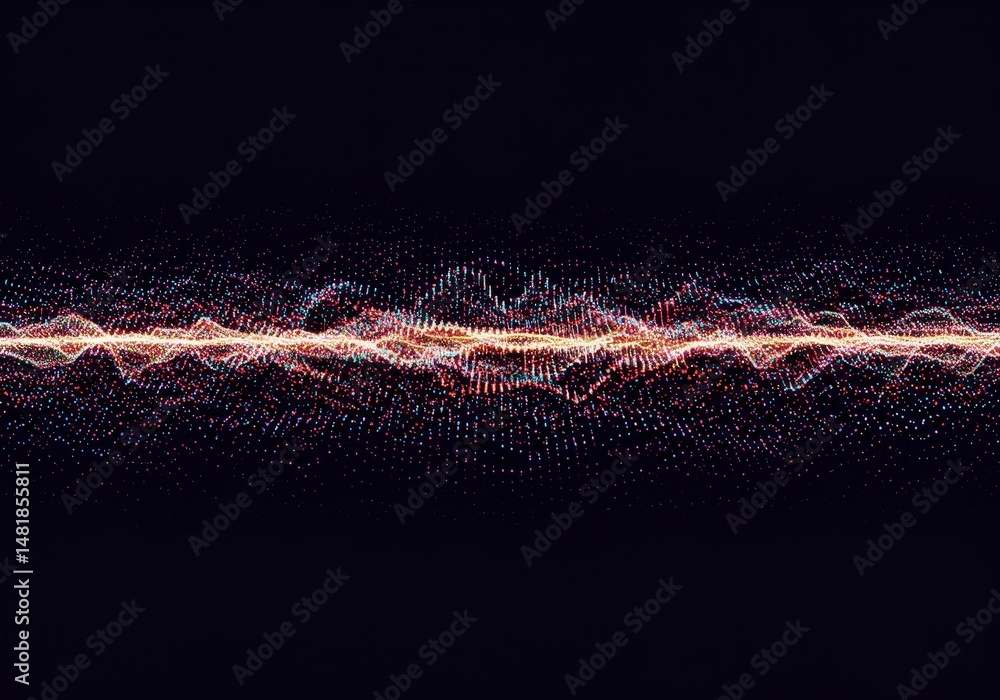 Aufkleber abstract background colorful particle wave on black
